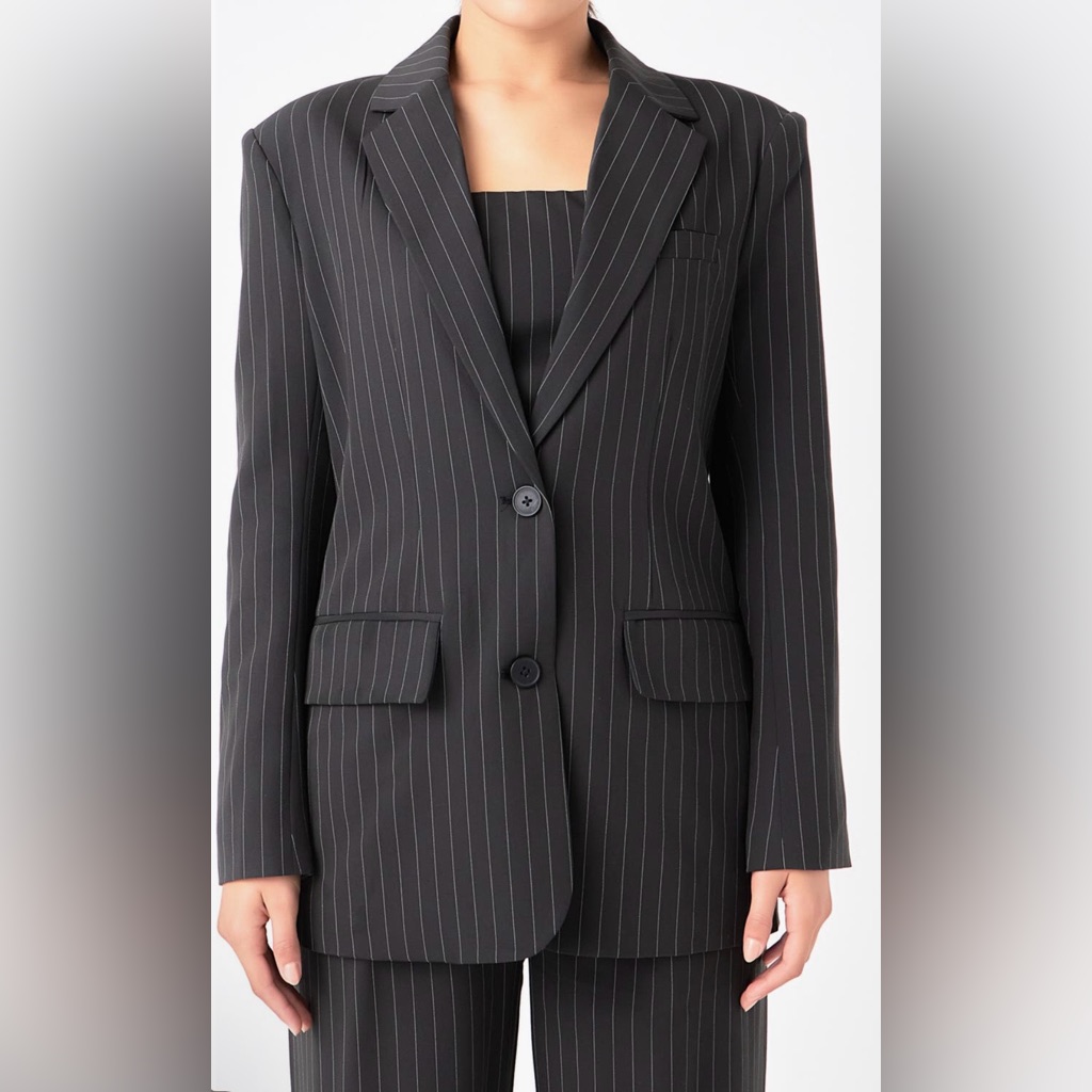 Grey Lab Oversized Pinstriped Blazer, Xs Nwot